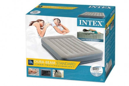 Кровать надувная Pillow Rest Twin 203*152*30 см со встр. насосом 220В, Intex